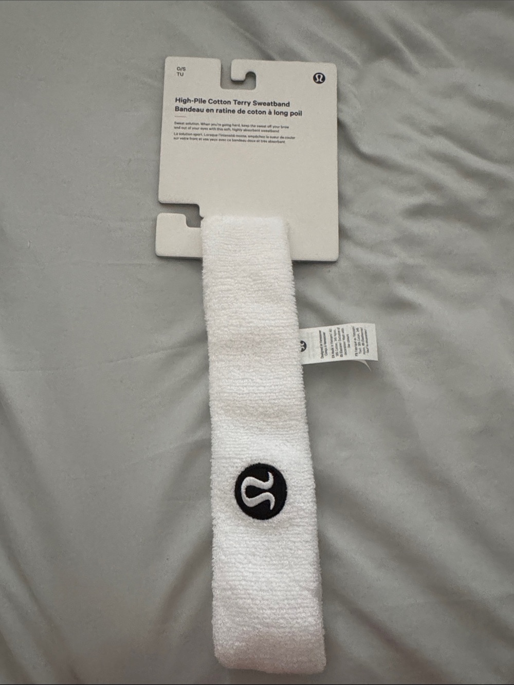 lululemon athletica White High-Pile Cotton Terry Sweatband with Black Logo